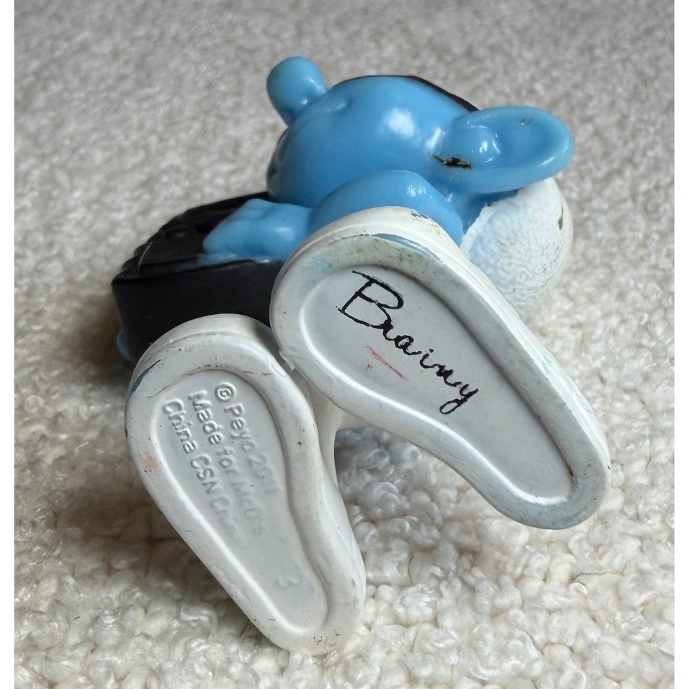 McDonalds Brainy Smurf Figure 2011 Peyo Walkie Talkie Toy Collectible 3 Inch - Picture 3 of 6